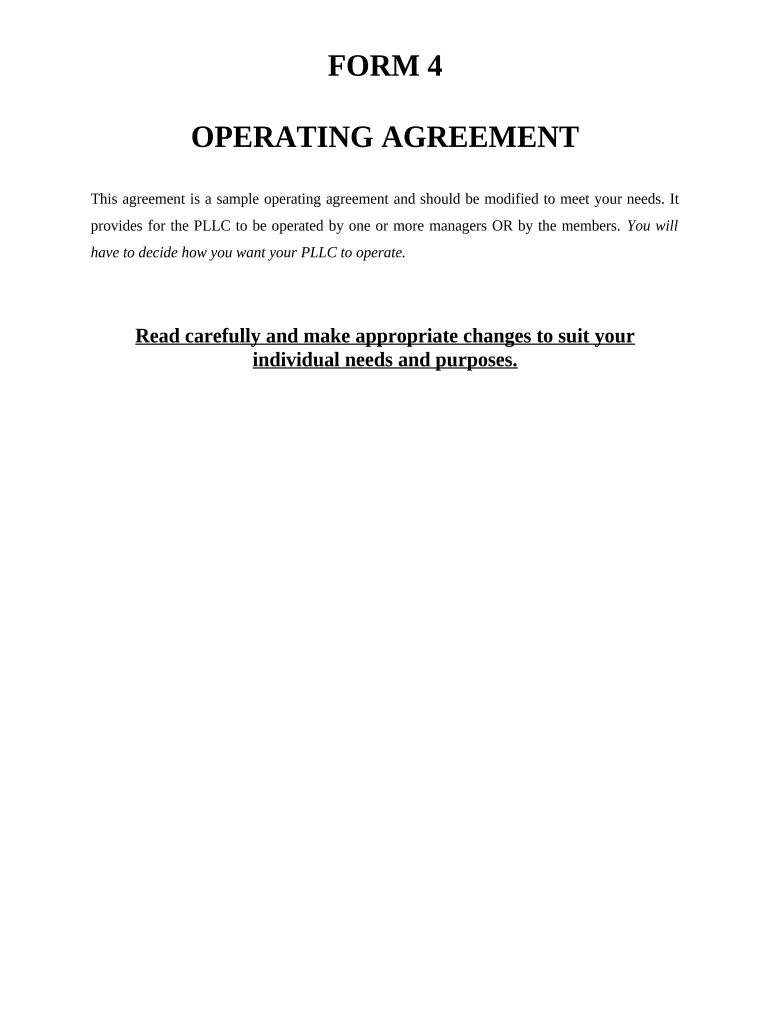 Sample Operating Agreement for Professional Limited Liability Company PLLC - District of Columbia Preview on Page 1