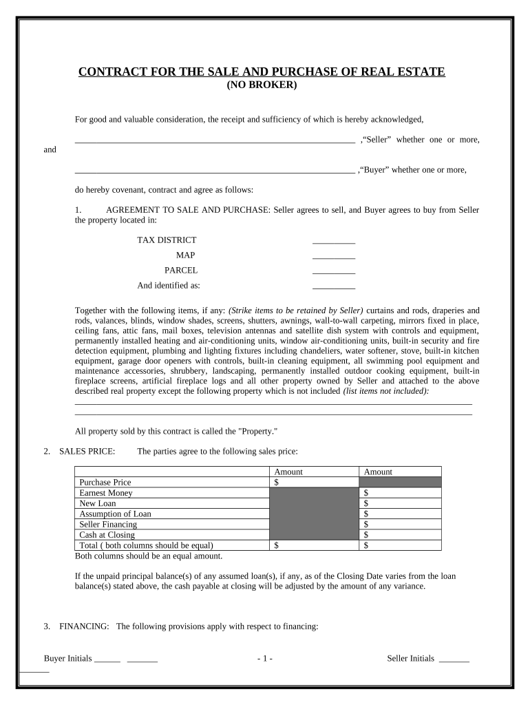 Contract for Sale and Purchase of Real Estate with No Broker for Residential Home Sale Agreement - Delaware Preview on Page 1