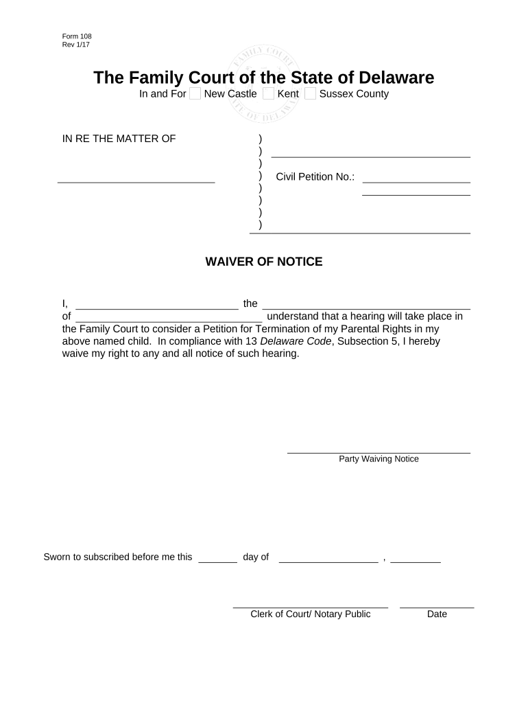 Waiver of Notice - Delaware Preview on Page 1.