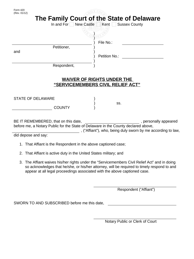 servicemembers civil relief act form Preview on Page 1