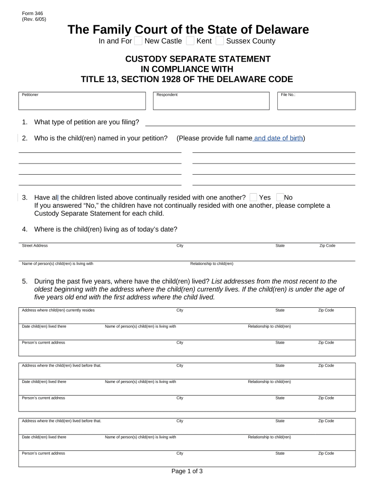 How Much Does It Cost To File For Custody In Delaware Fill Out Sign