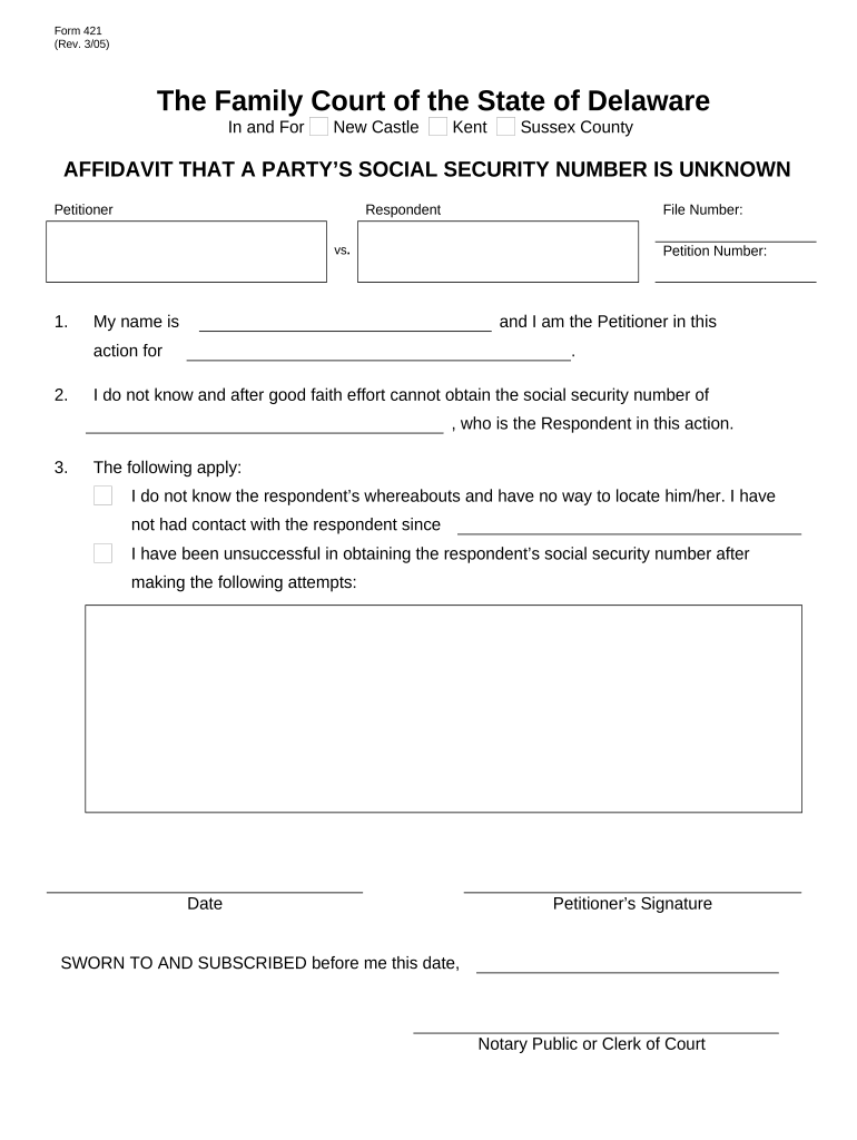 affidavit of no ssn Preview on Page 1