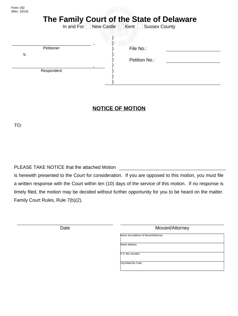 Notice of Motion - Delaware Preview on Page 1