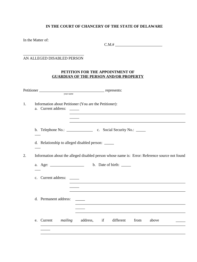 delaware guardianship forms Preview on Page 1