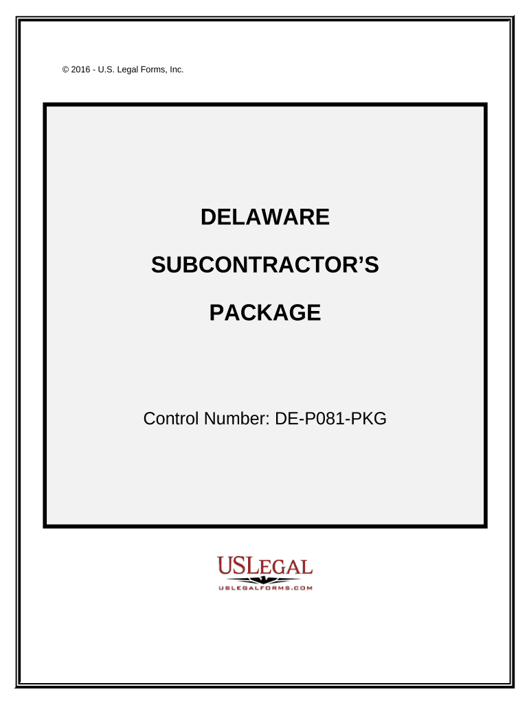 Subcontractors Package - Delaware Preview on Page 1