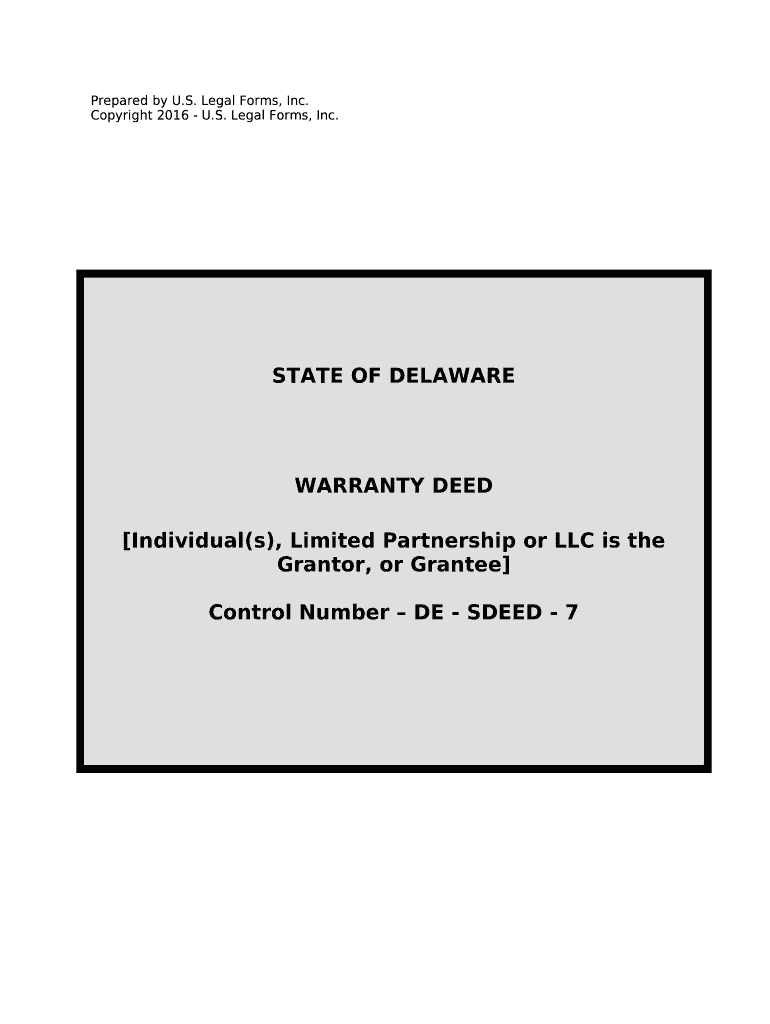 Warranty Deed from Individuals, Limited Partnership or LLC is the Grantor or Grantee - Delaware Preview on Page 1