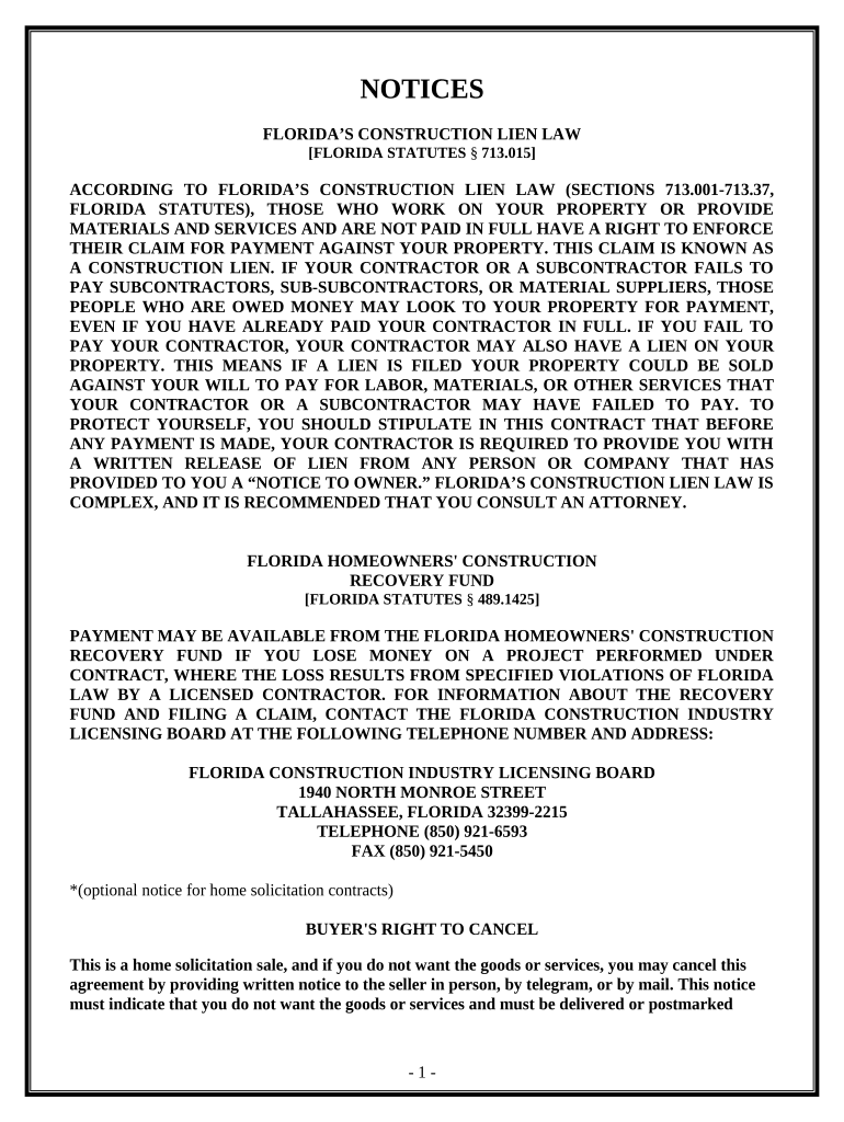 Refrigeration Contract for Contractor - Florida Preview on Page 1.