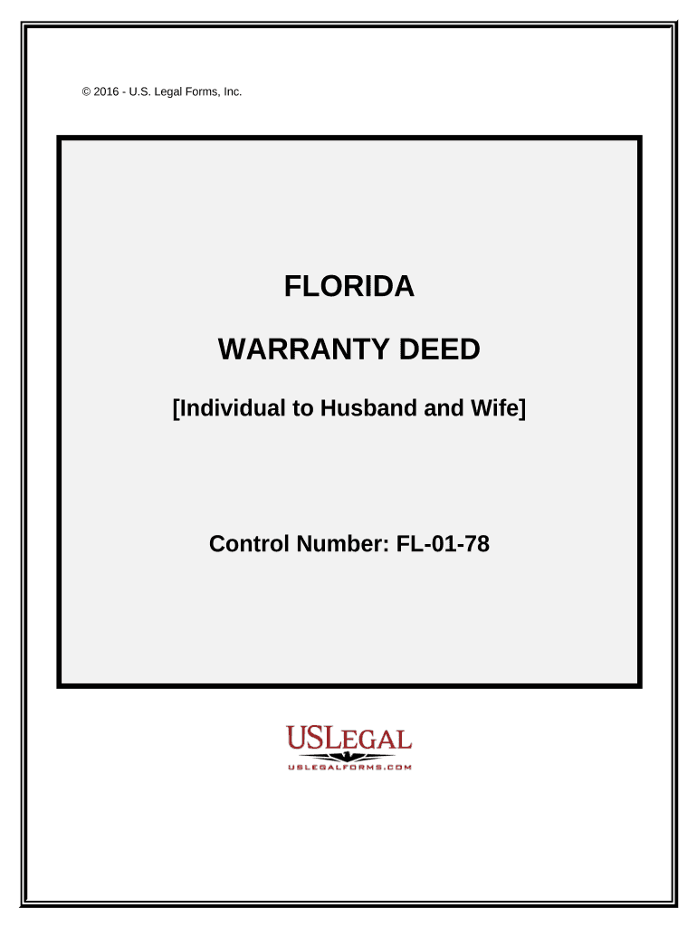 Warranty Deed from Individual to Husband and Wife - Florida Preview on Page 1.