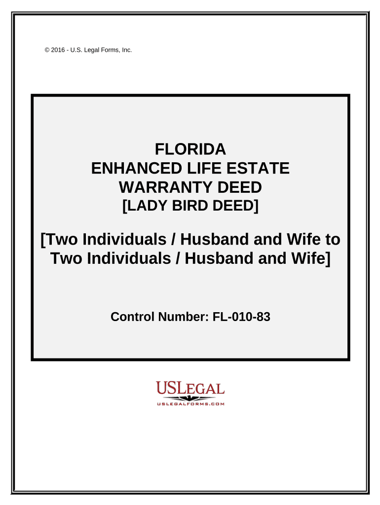 Enhanced Life Estate or Lady Bird Deed - Husband and Wife to Two Individuals - Florida Preview on Page 1.