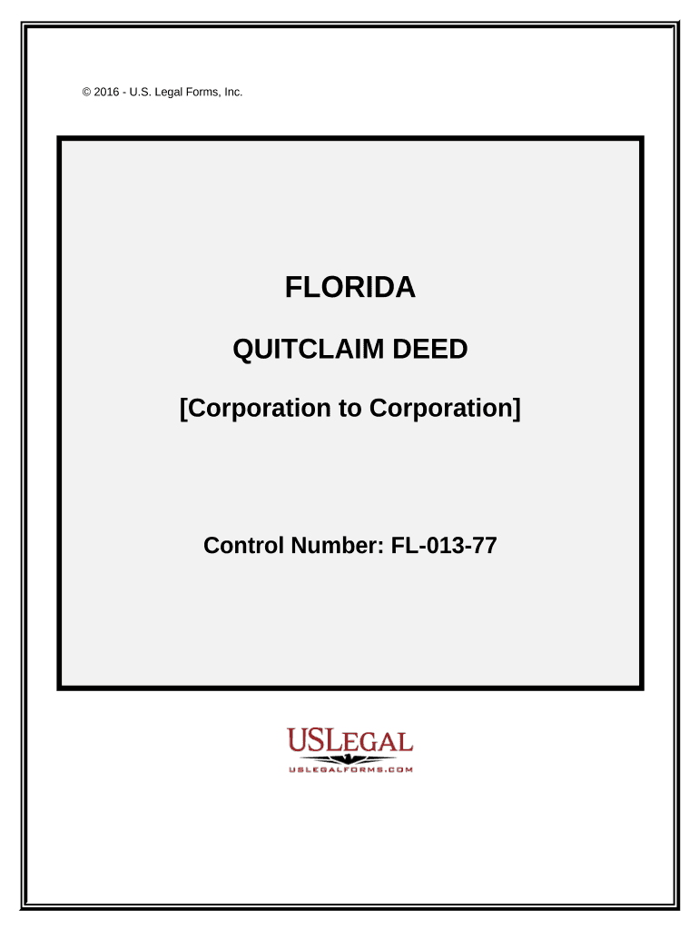 Quitclaim Deed from Corporation to Corporation - Florida Preview on Page 1.