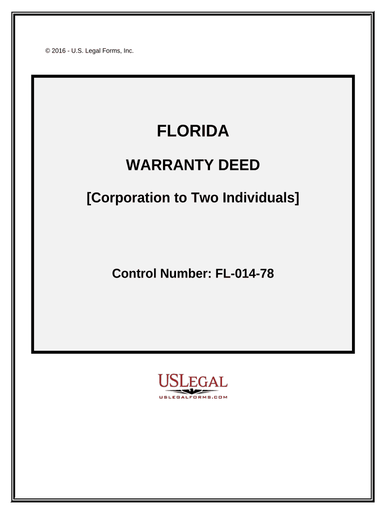 Warranty Deed from Corporation to Two Individuals - Florida Preview on Page 1