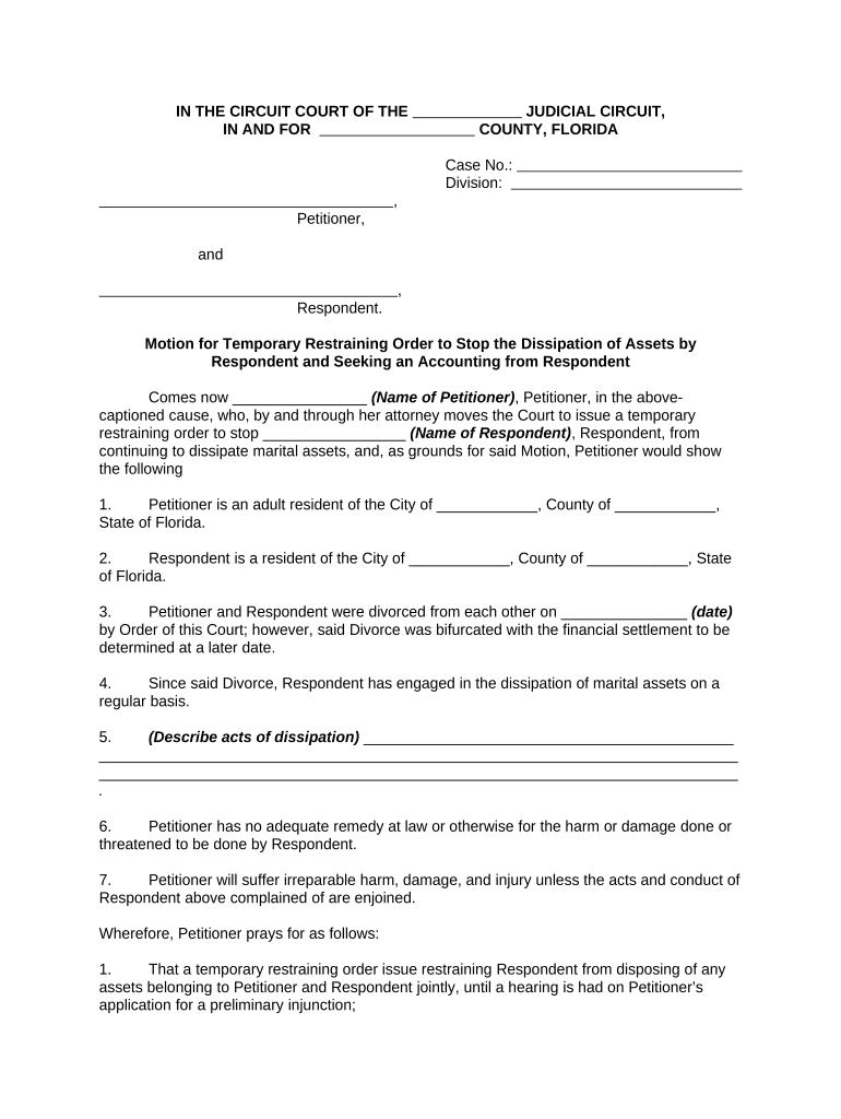 Florida Restraining Order Form Fill Out Sign Online DocHub