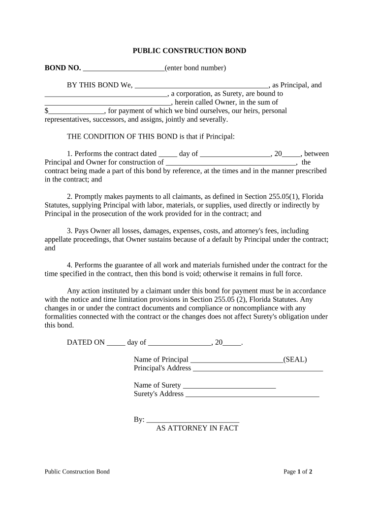 public bond form Preview on Page 1