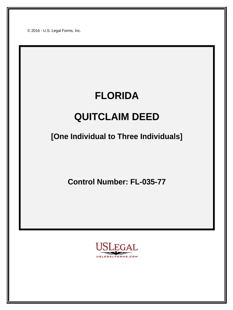 Quitclaim Deed - One Individual to Three Individuals - Florida Preview on Page 1