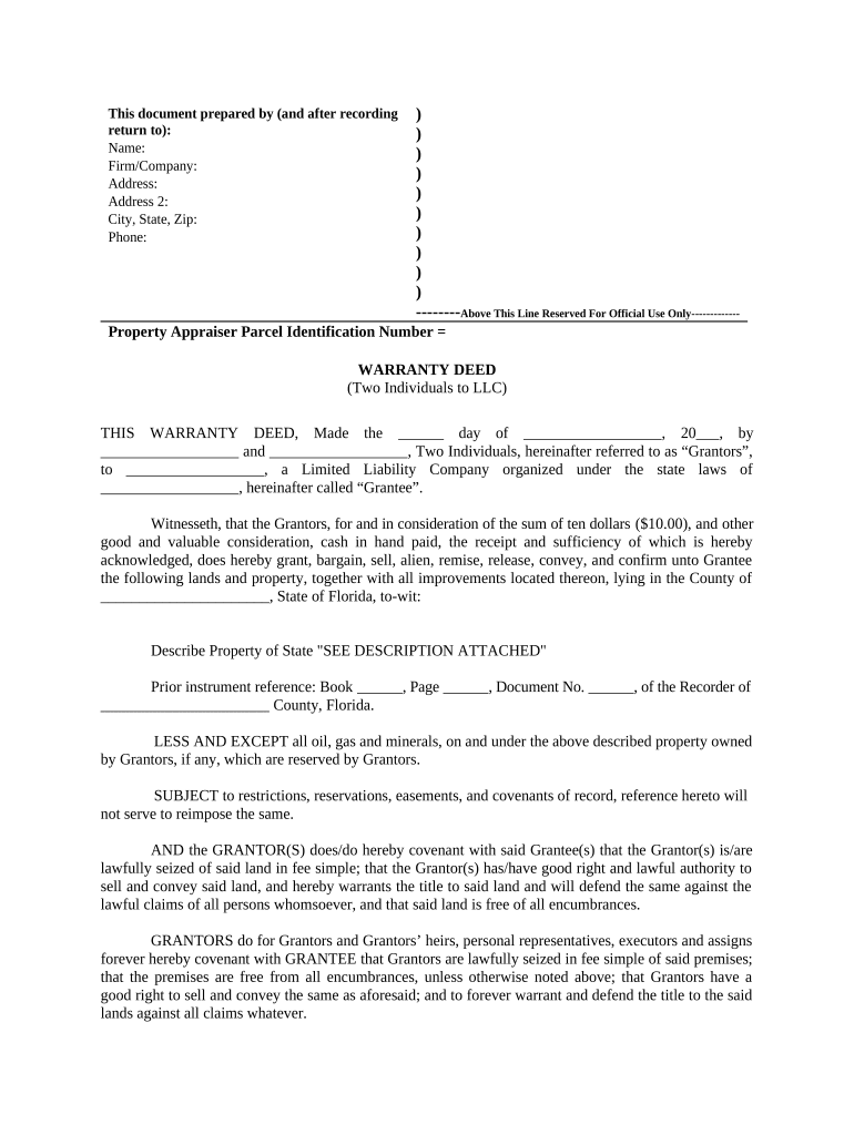 transferring property to llc in florida Preview on Page 1