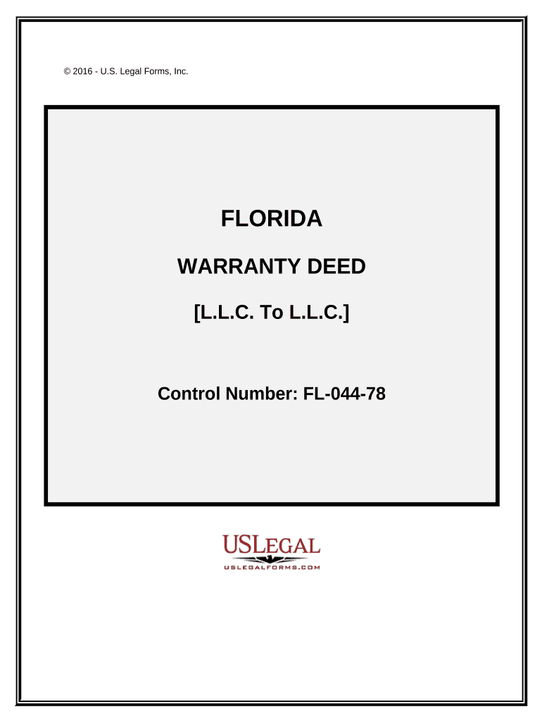 Warranty Deed from a Limited Liability Company to a Limited Liability Company. - Florida Preview on Page 1