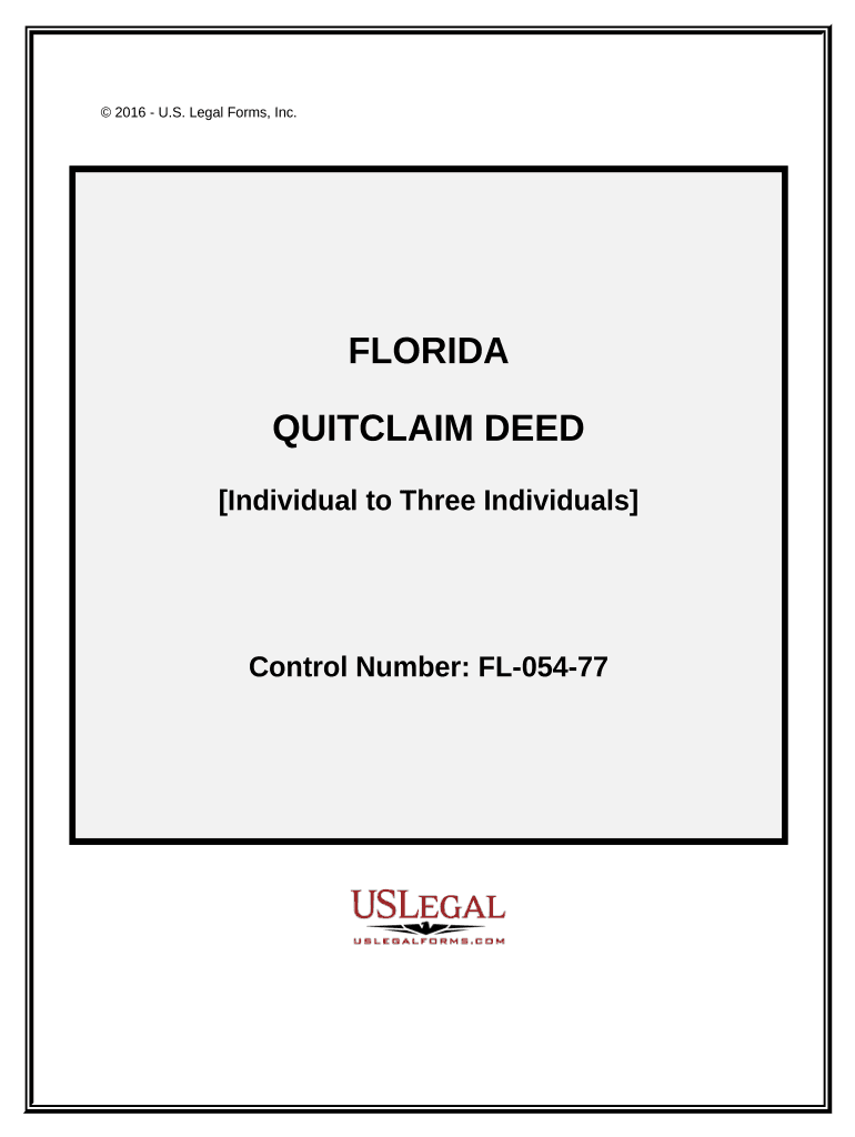 Quitclaim Deed - Individual to Three Individuals - Florida Preview on Page 1