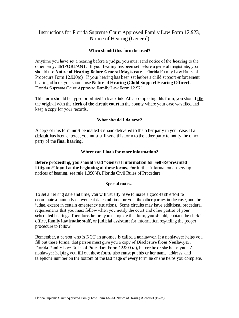 florida notice hearing Doc Template pdfFiller