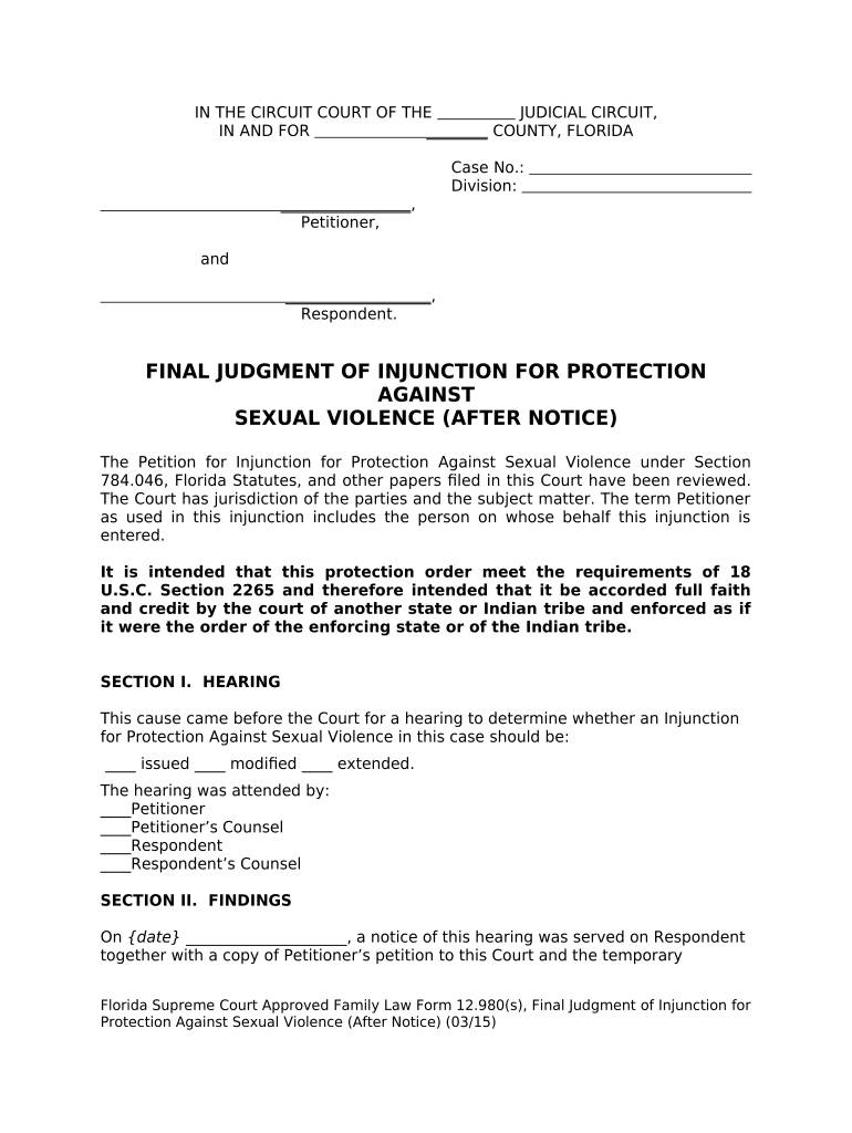 Florida Final Judgment Form Fill Out Sign Online DocHub