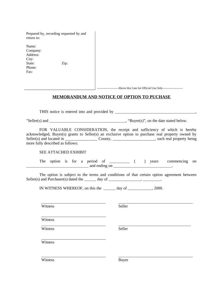 Notice of Option for Recording - Florida Preview on Page 1