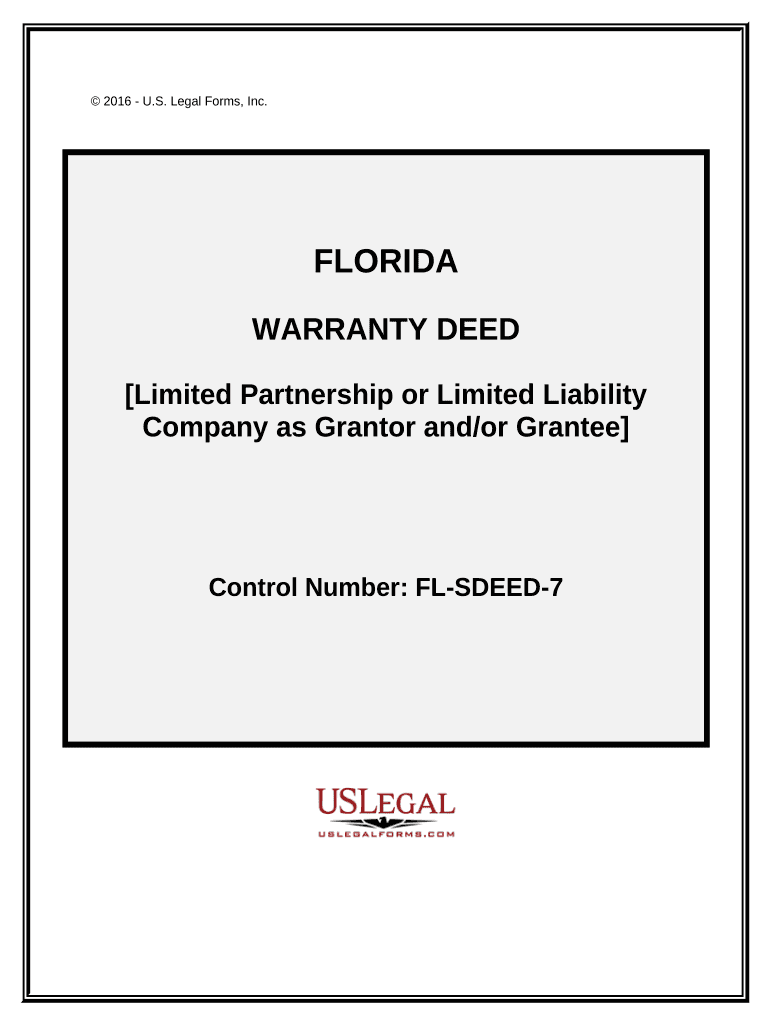 Warranty Deed from Limited Partnership or LLC is the Grantor, or Grantee - Florida Preview on Page 1