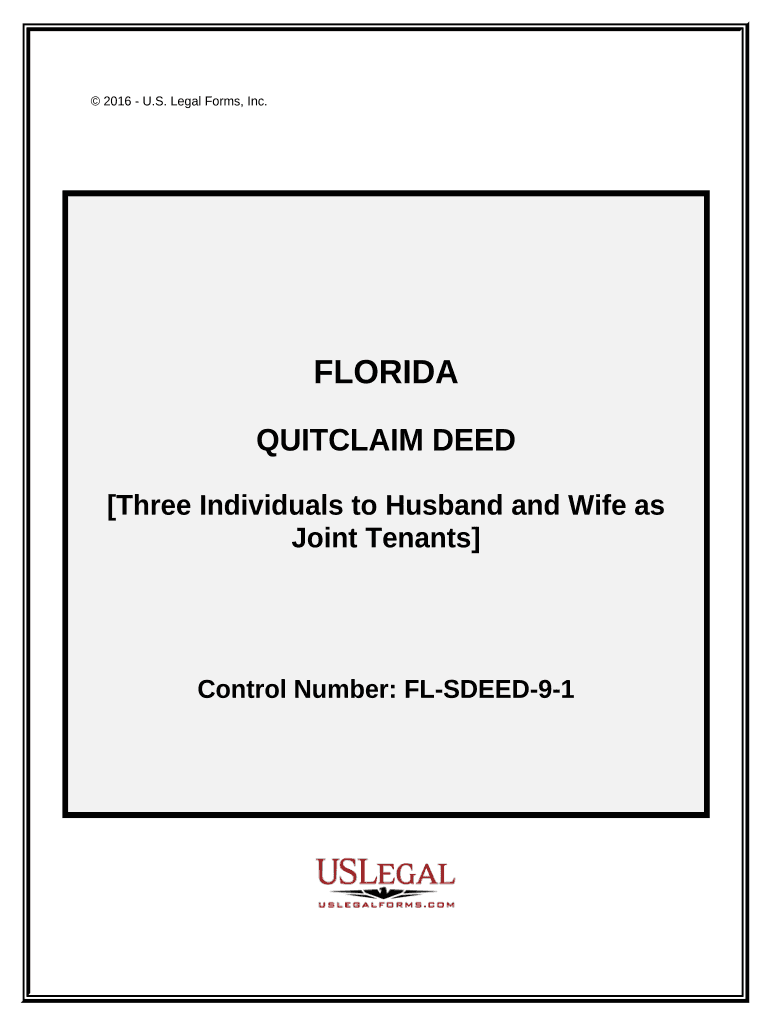 Quitclaim Deed - Three Individuals to Husband and Wife as Joint Tenants - Florida Preview on Page 1