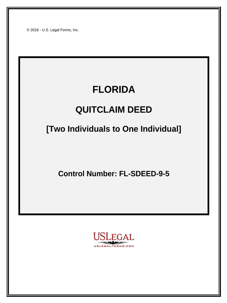 Quitclaim Deed - Two Individuals to One Individual - Florida Preview on Page 1