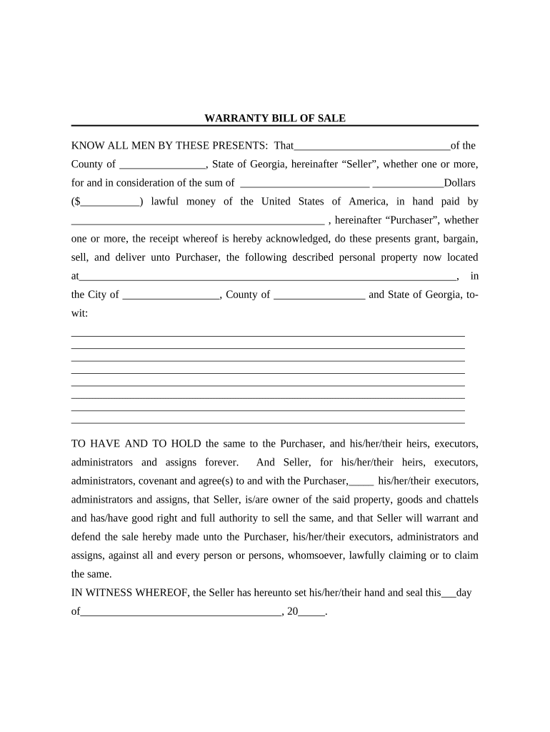 bill of sale georgia Preview on Page 1