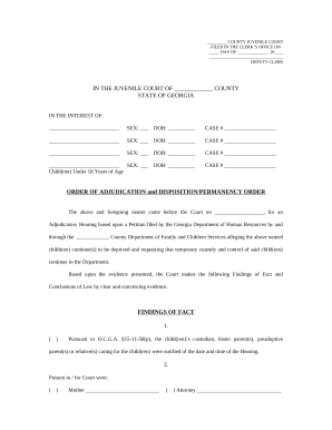 Order of Adjudication and Disposition - Permanency Order - Georgia