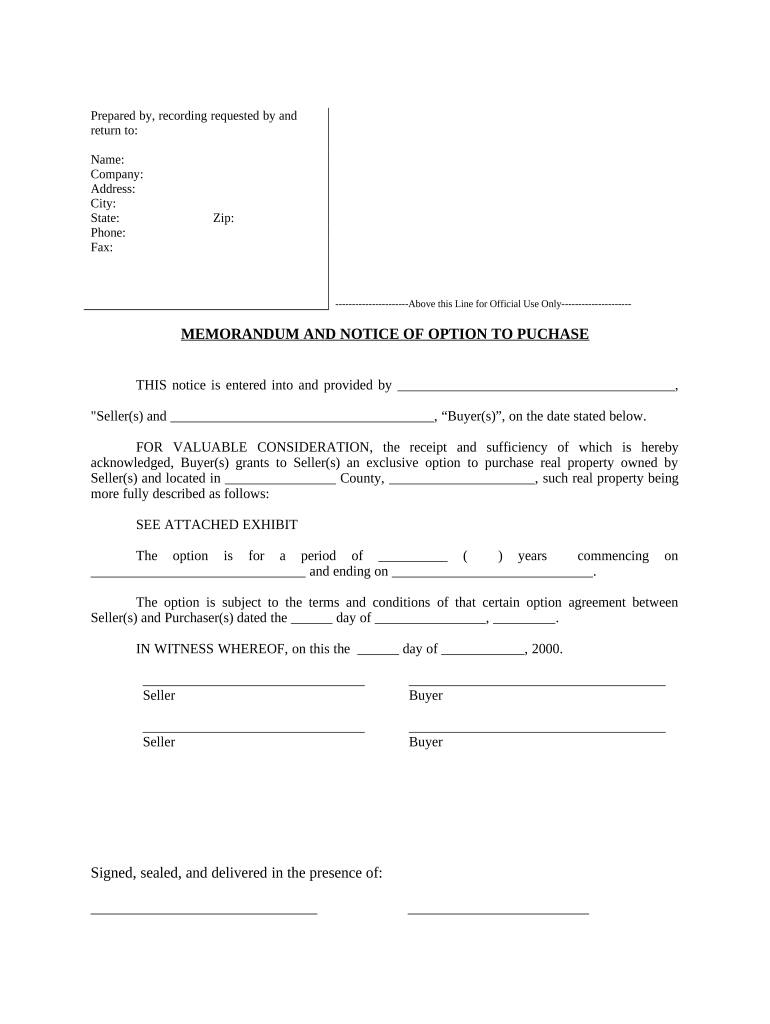 Notice of Option for Recording - Georgia Preview on Page 1