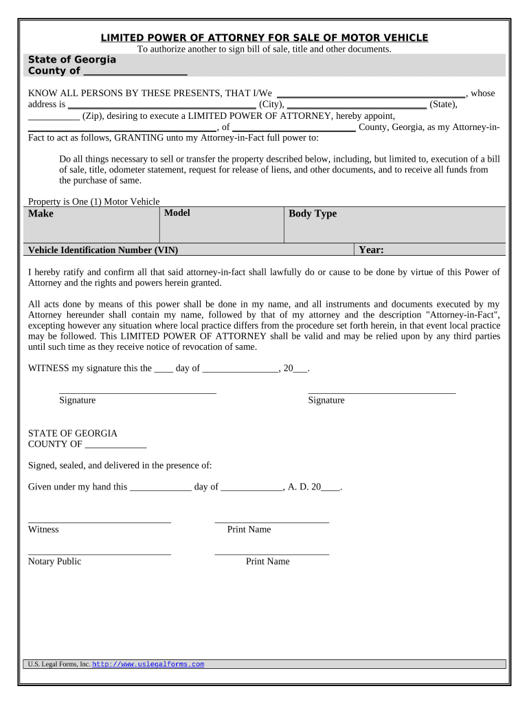 power of attorney for vehicle transactions georgia Preview on Page 1