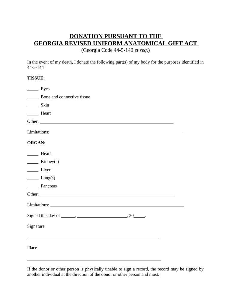 georgia anatomical gift act Preview on Page 1