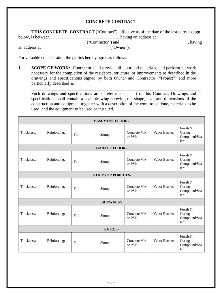 Concrete Mason Contract for Contractor - Hawaii Preview on Page 1