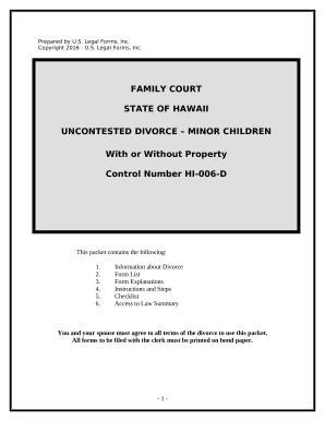 No-Fault Agreed Uncontested Divorce Package for Dissolution of Marriage for people with Minor Children - Hawaii