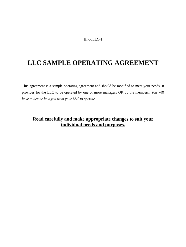 hawaii operating agreement Preview on Page 1