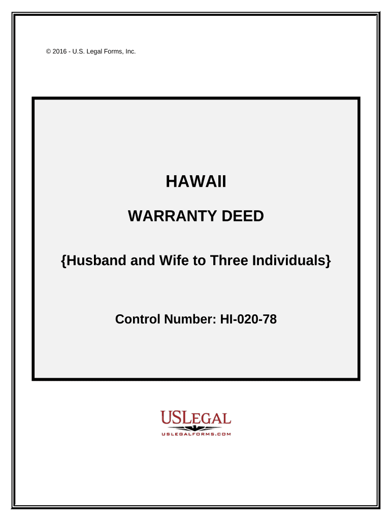 Warranty Deed - Husband and Wife to Three Individuals - Hawaii Preview on Page 1