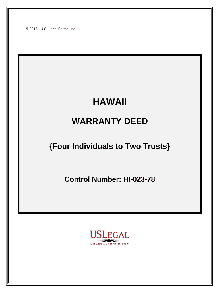 Warrant Deed from Four Individuals to Two Trusts - Hawaii Preview on Page 1