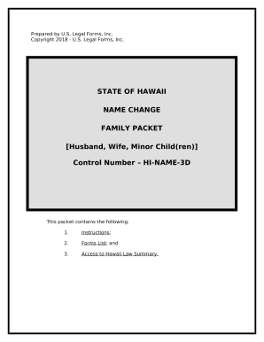 Name Change Instructions and Forms Package for a Family - Father, Mother and Minor Child(ren) - Hawaii