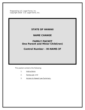 Hawaii Name Change Instructions and Forms Package for a Family - One Parent and Child(ren)
