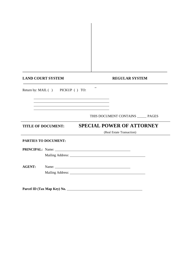 Limited Power of Attorney - Limited Powers - Specific Real Estate Transaction - Hawaii Preview on Page 1