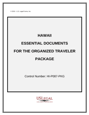 Hawaii Essential Documents for the Organized Traveler Package