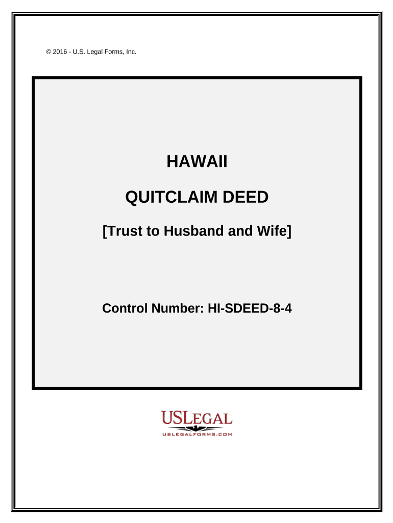 Quitclaim Deed - Trust to Husband and Wife - Hawaii Preview on Page 1.