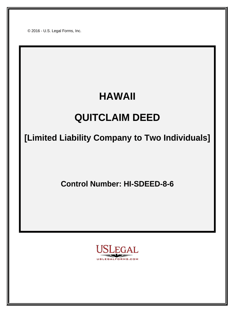 Quitclaim Deed - Limited Liability Company to Two Individuals - Hawaii Preview on Page 1