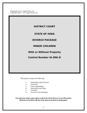 No-Fault Agreed Uncontested Divorce Package for Dissolution of Marriage for people with Minor Children - Iowa