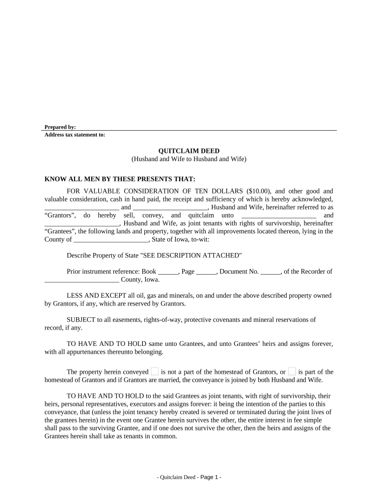 quit claim deed iowa Preview on Page 1