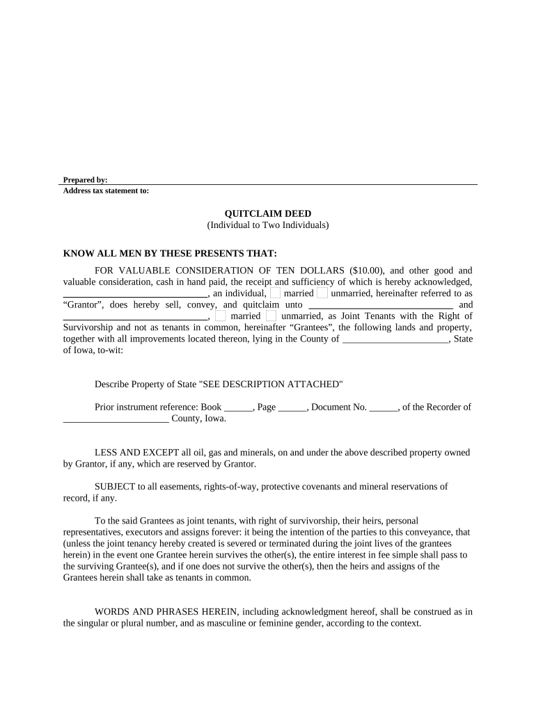 quit claim deed joint tenancy Preview on Page 1