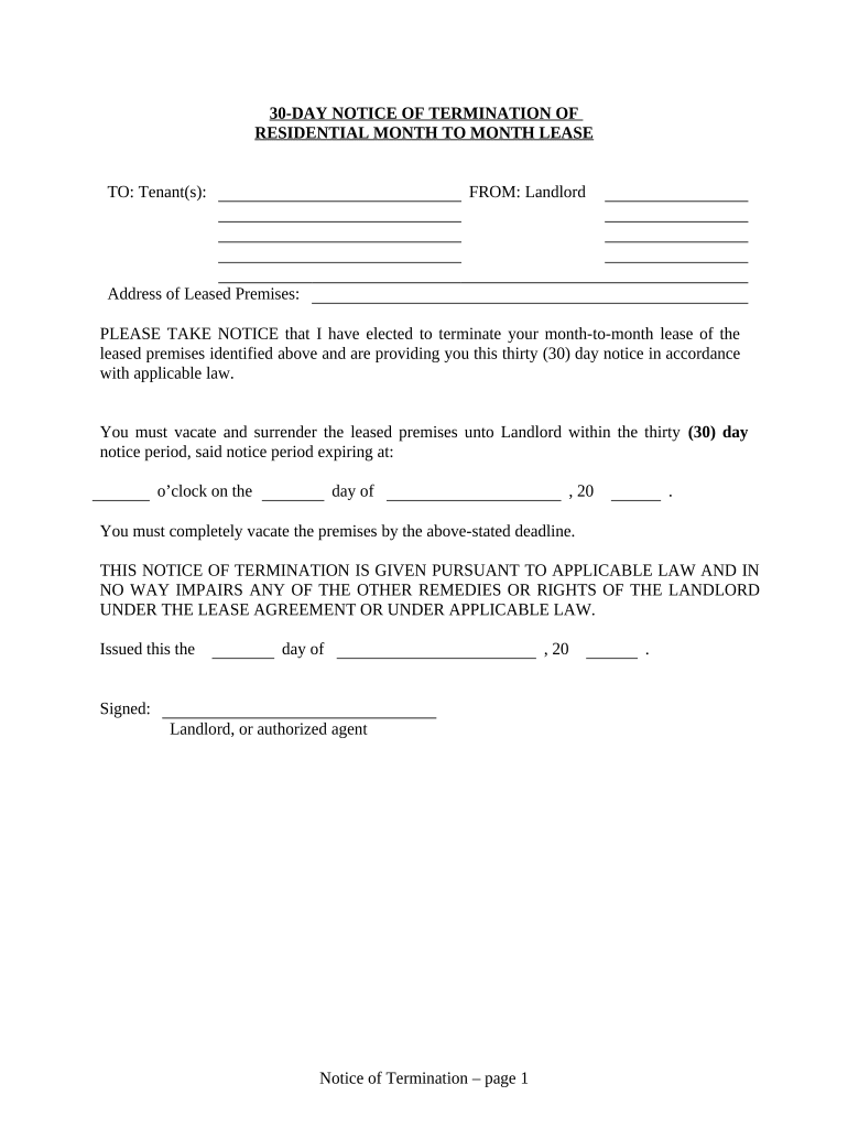 iowa 30 day notice to terminate tenancy Preview on Page 1