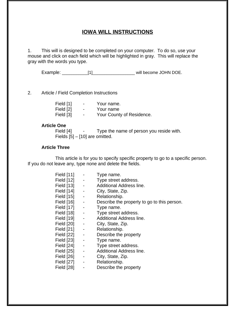 Mutual Wills containing Last Will and Testaments for Unmarried Persons living together with No Children - Iowa Preview on Page 1