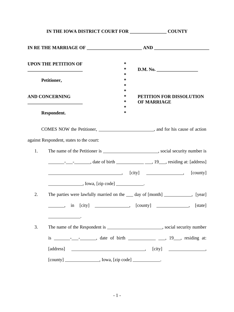 petition for dissolution of marriage iowa Preview on Page 1.