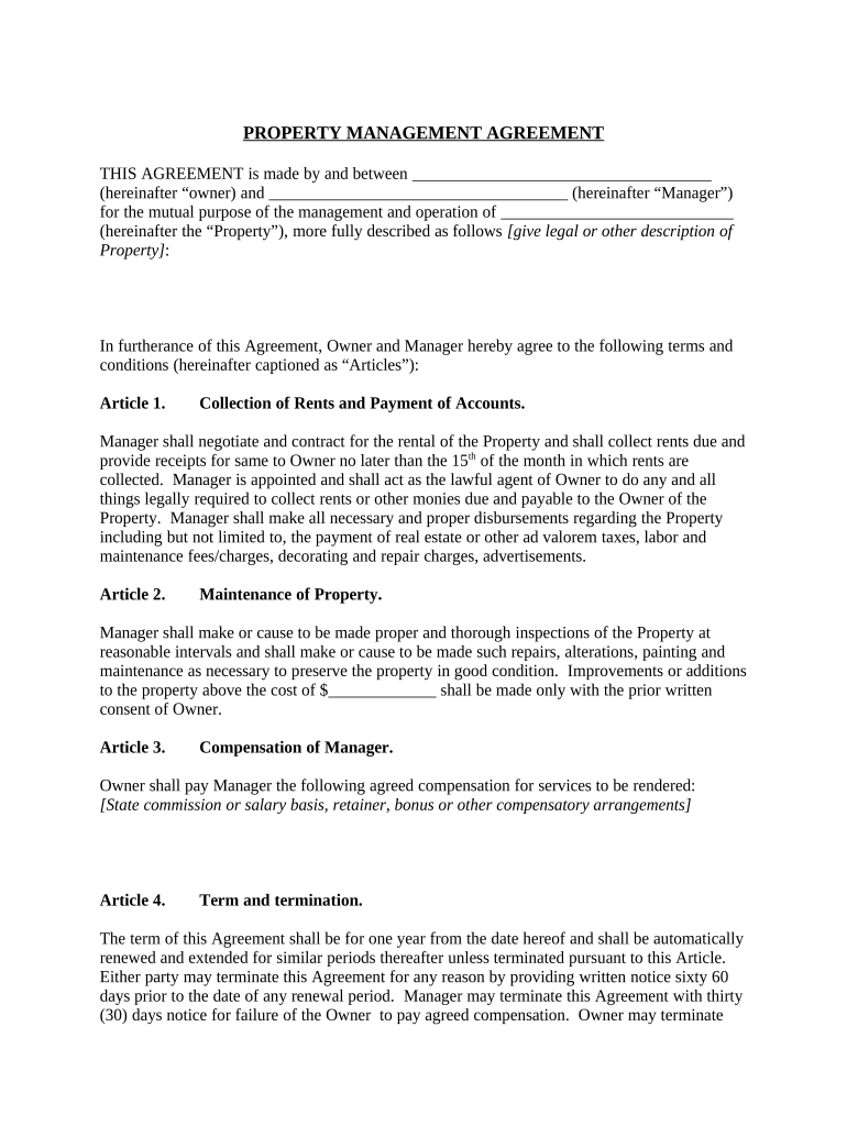 property management authorization form Preview on Page 1